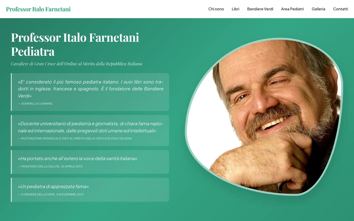 Homepage del sito ufficiale del professor Italo Farnetani